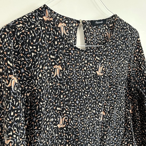 Madewell 100% Silk Fiesta Paisley Bell-Sleeve Blouse Womens Medium boho fairy - Picture 4 of 11